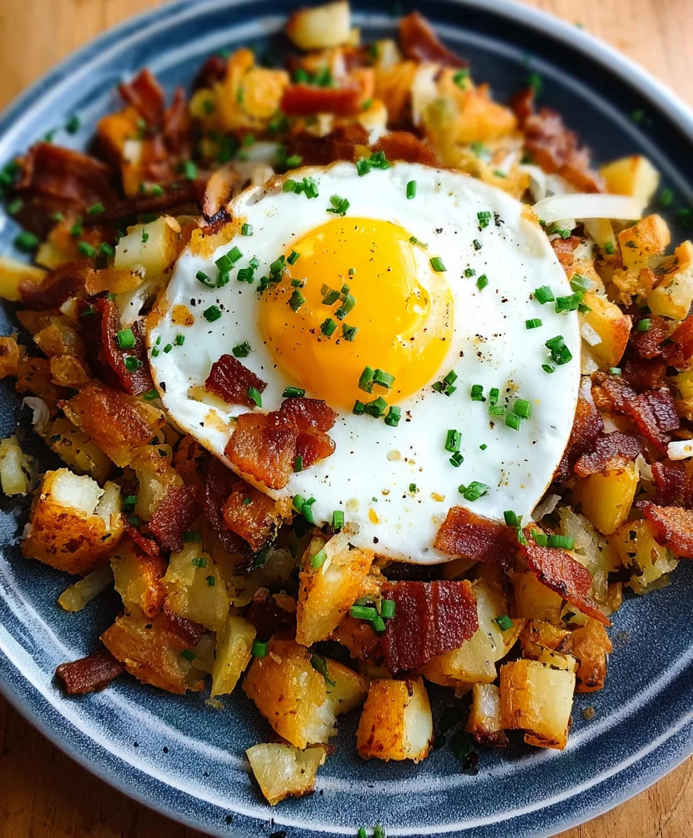 Beef Bacon Egg Potato Hash - Quick Breakfast