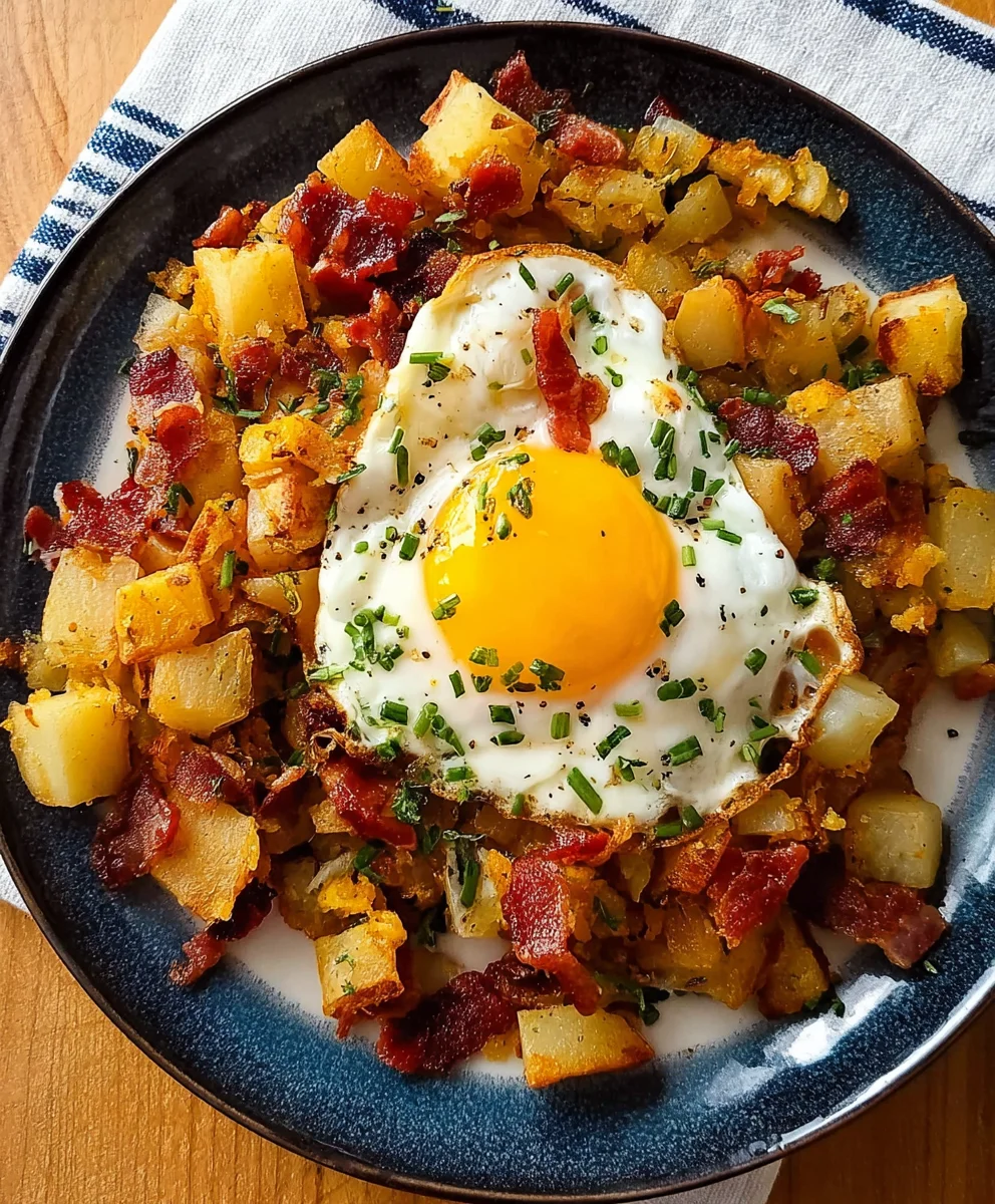 Beef Bacon Egg Potato Hash - Quick Breakfast