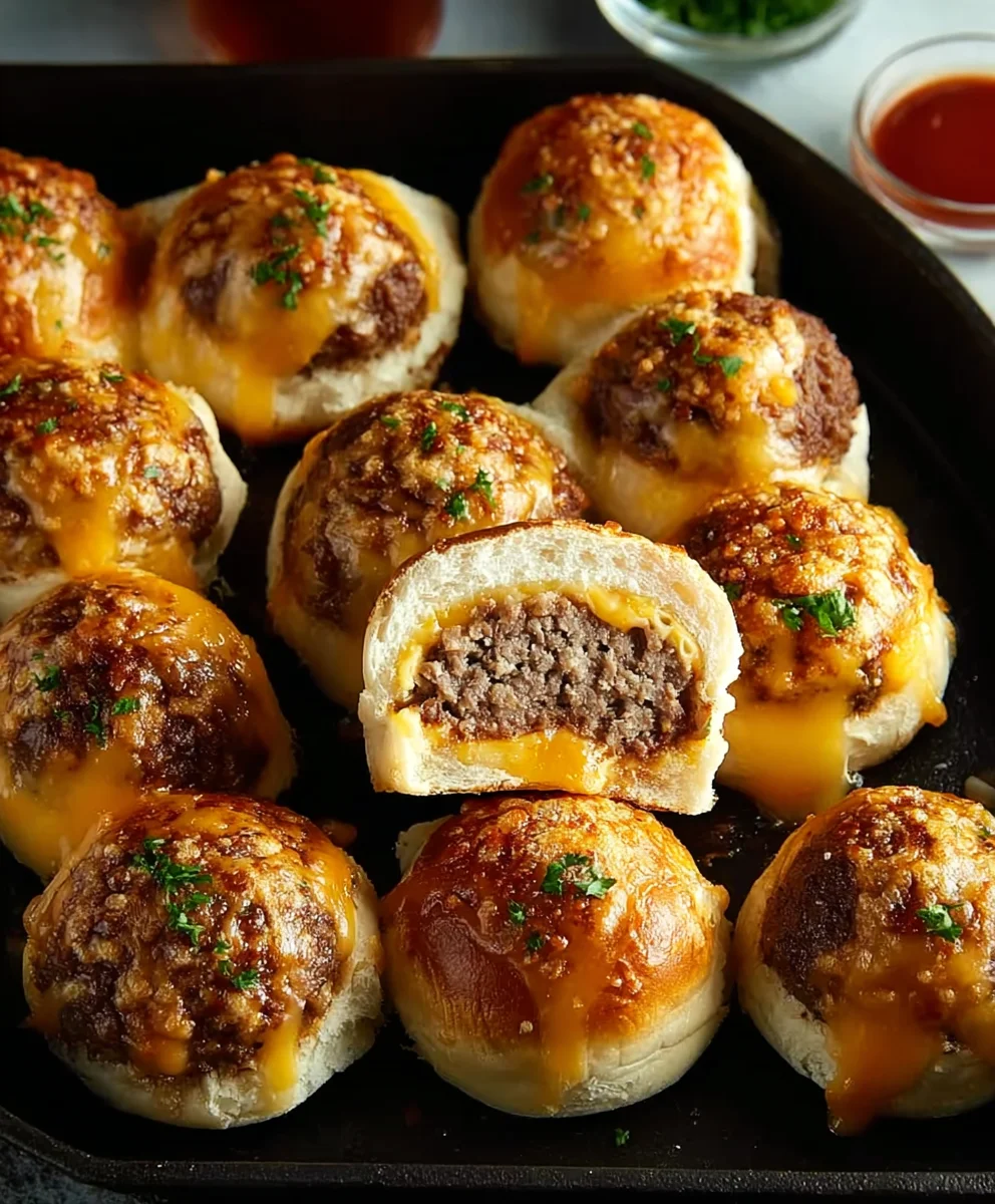 Garlic Parmesan Cheeseburger Bombs - Easy Appetizer