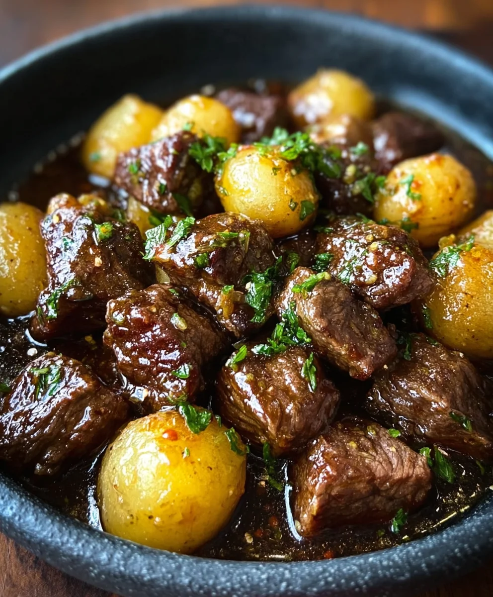 Garlic Butter Beef Bites and Potatoes Recipe