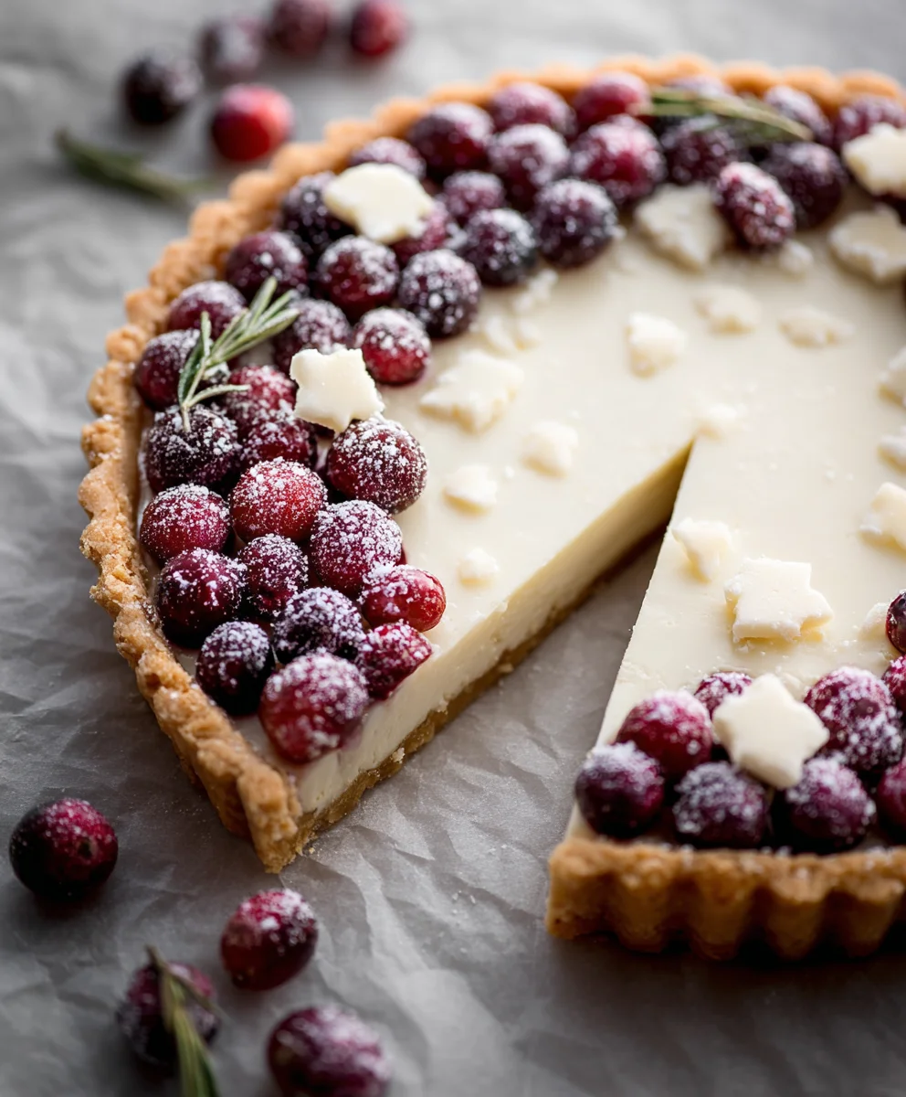 White Chocolate Cranberry Tart-Easy Holiday Dessert