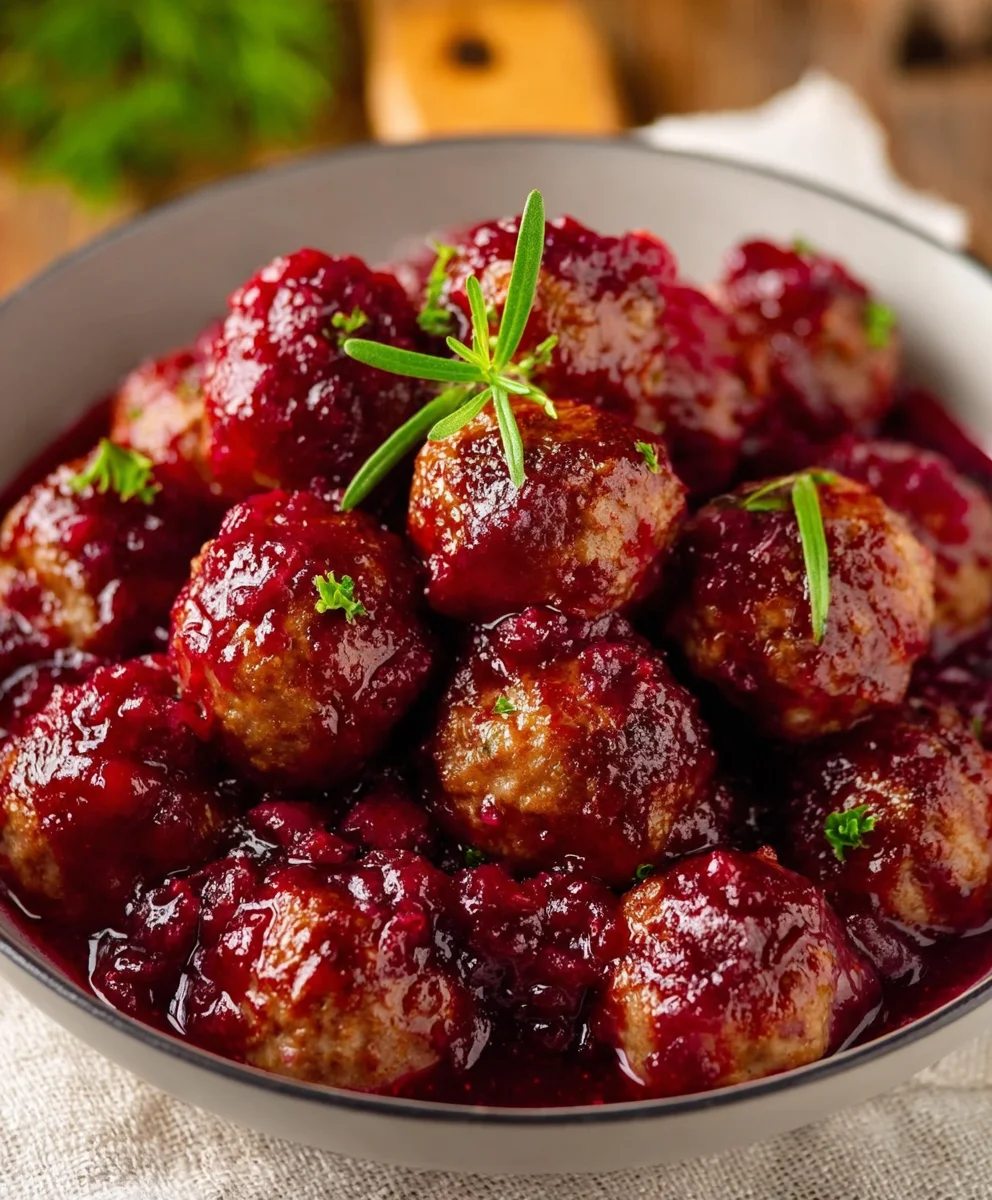 Quick Cranberry Beef Meatballs - Easy Christmas Appetizer
