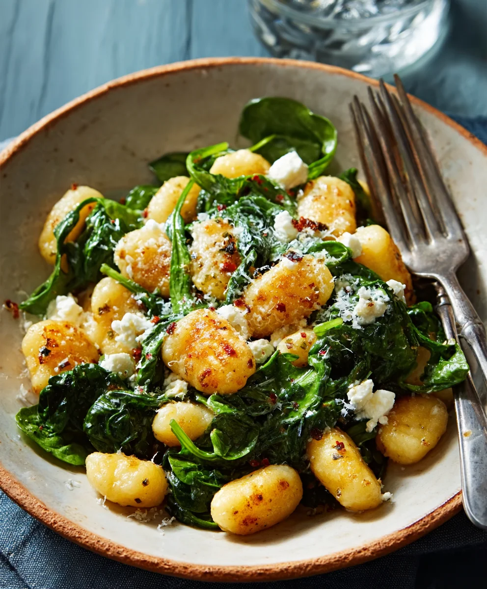 Crispy Gnocchi Spinach Feta Recipe - Easy & Delicious