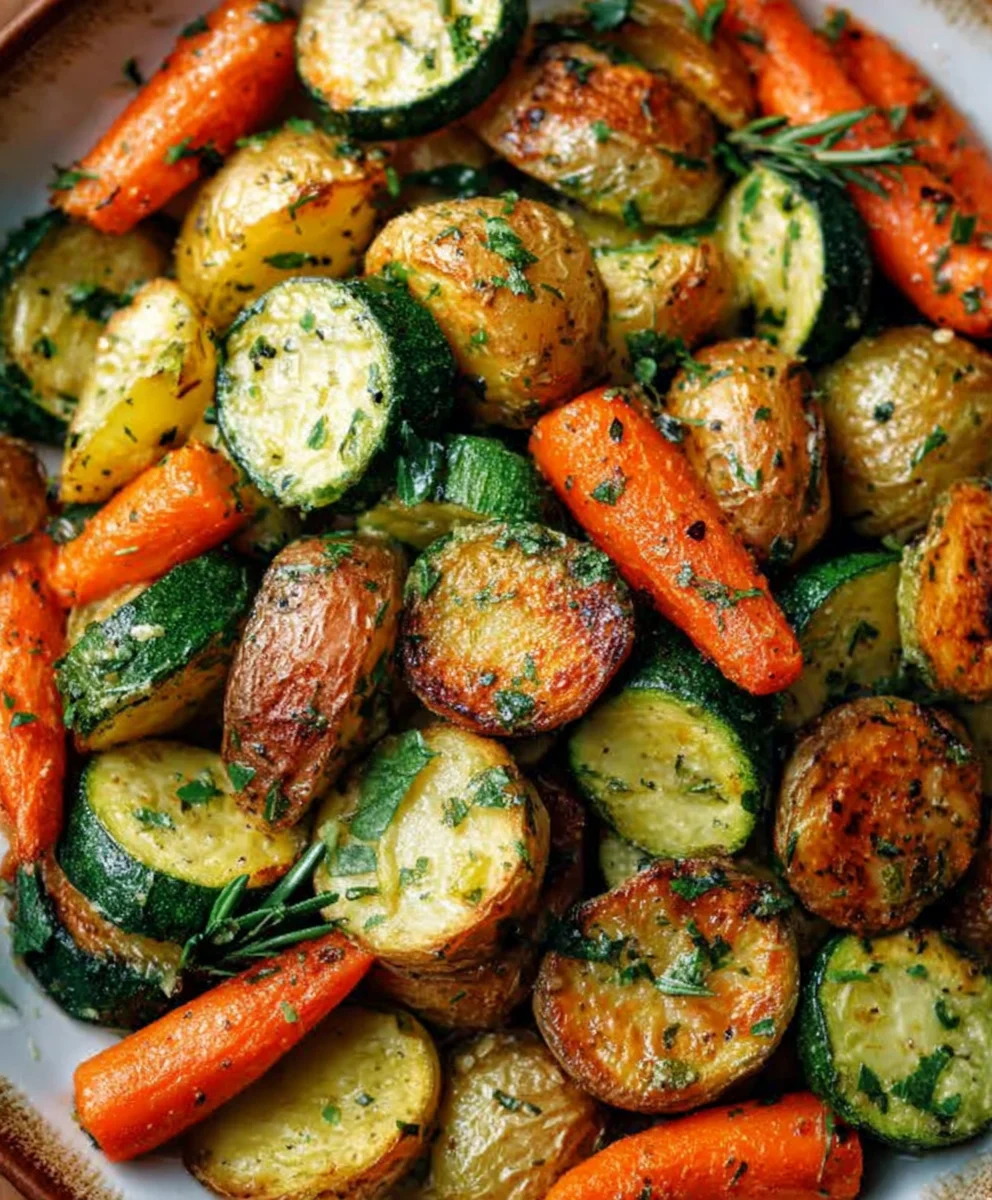 Garlic Herb Roasted Potatoes Carrots Zucchini Delight