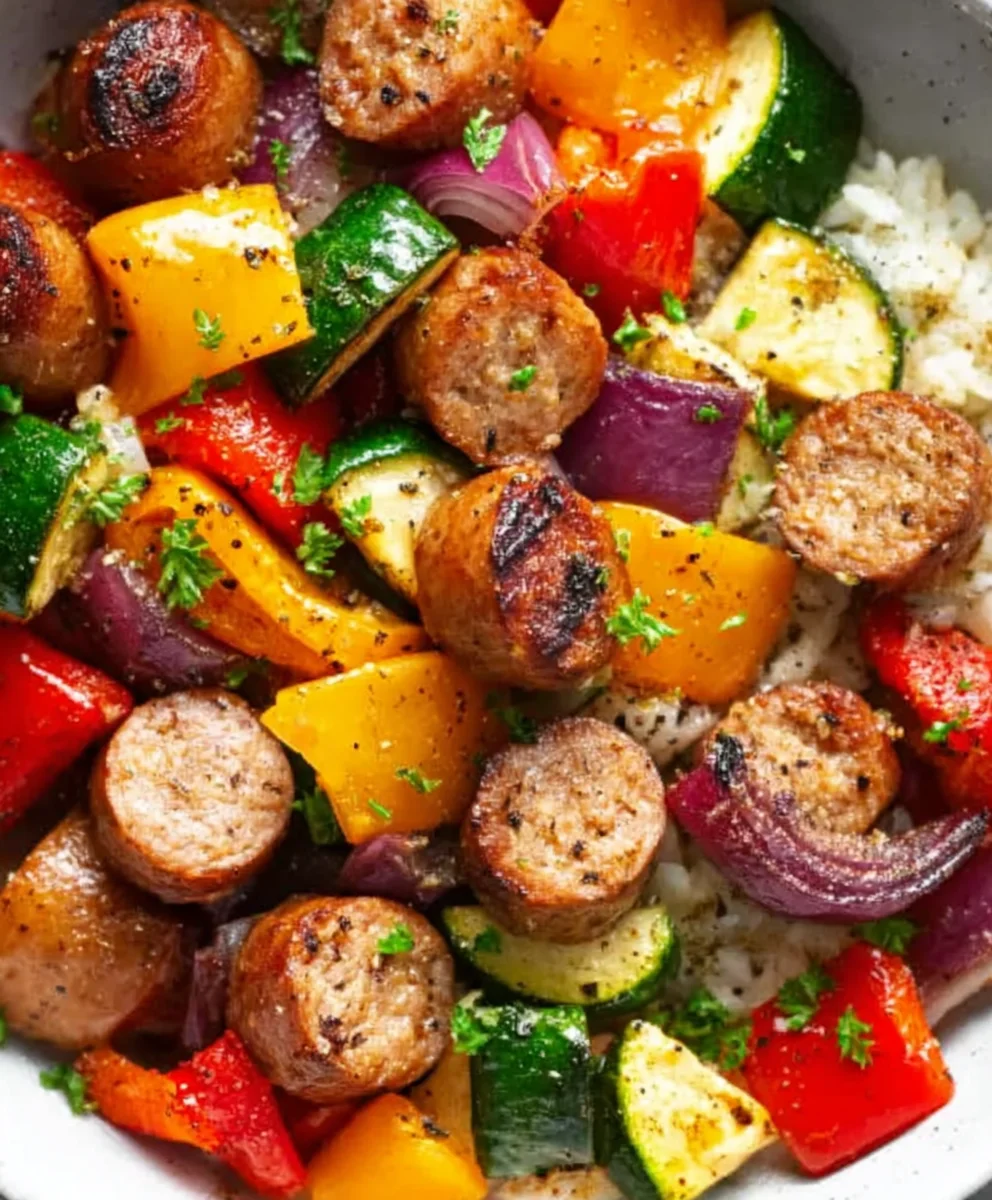 Air Fryer Chicken Sausage and Veggies - Quick Dinner