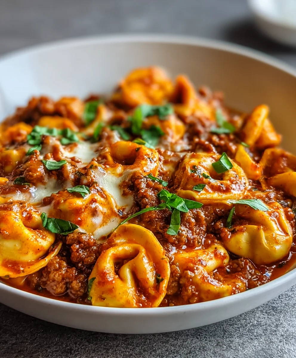 Cheesy Beef Enchilada Tortellini Recipe-Quick Dinner