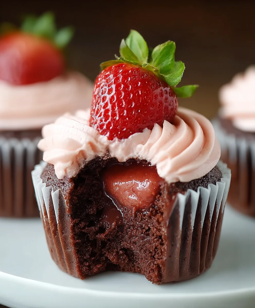 Decadent Chocolate Strawberry Cupcakes-Easy Recipe