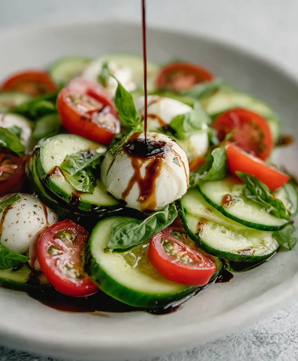 Fresh Cucumber Caprese Salad- Quick & Easy Recipe