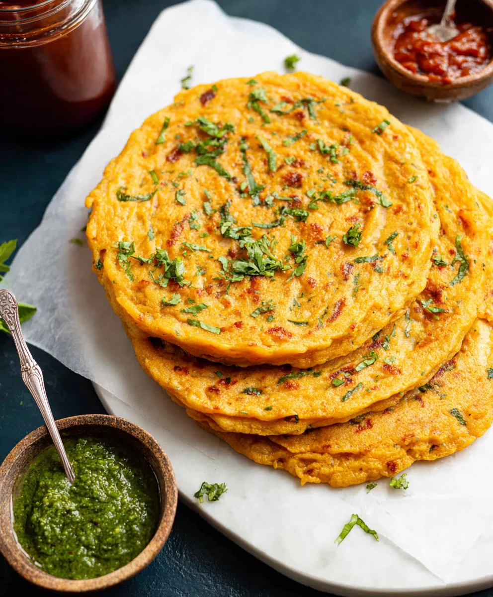 Masoor Dal Chilla - Delicious Red Lentil Savory Pancakes