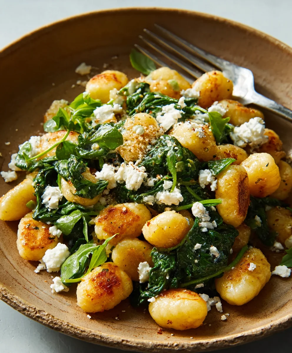 Crispy Gnocchi Spinach Feta Recipe - Easy & Delicious