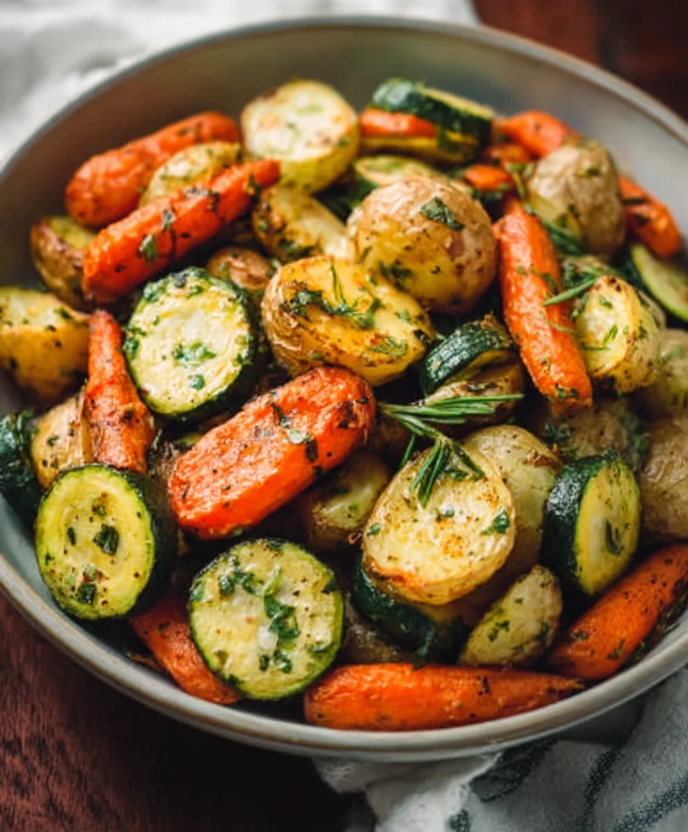 Garlic Herb Roasted Potatoes Carrots Zucchini Delight