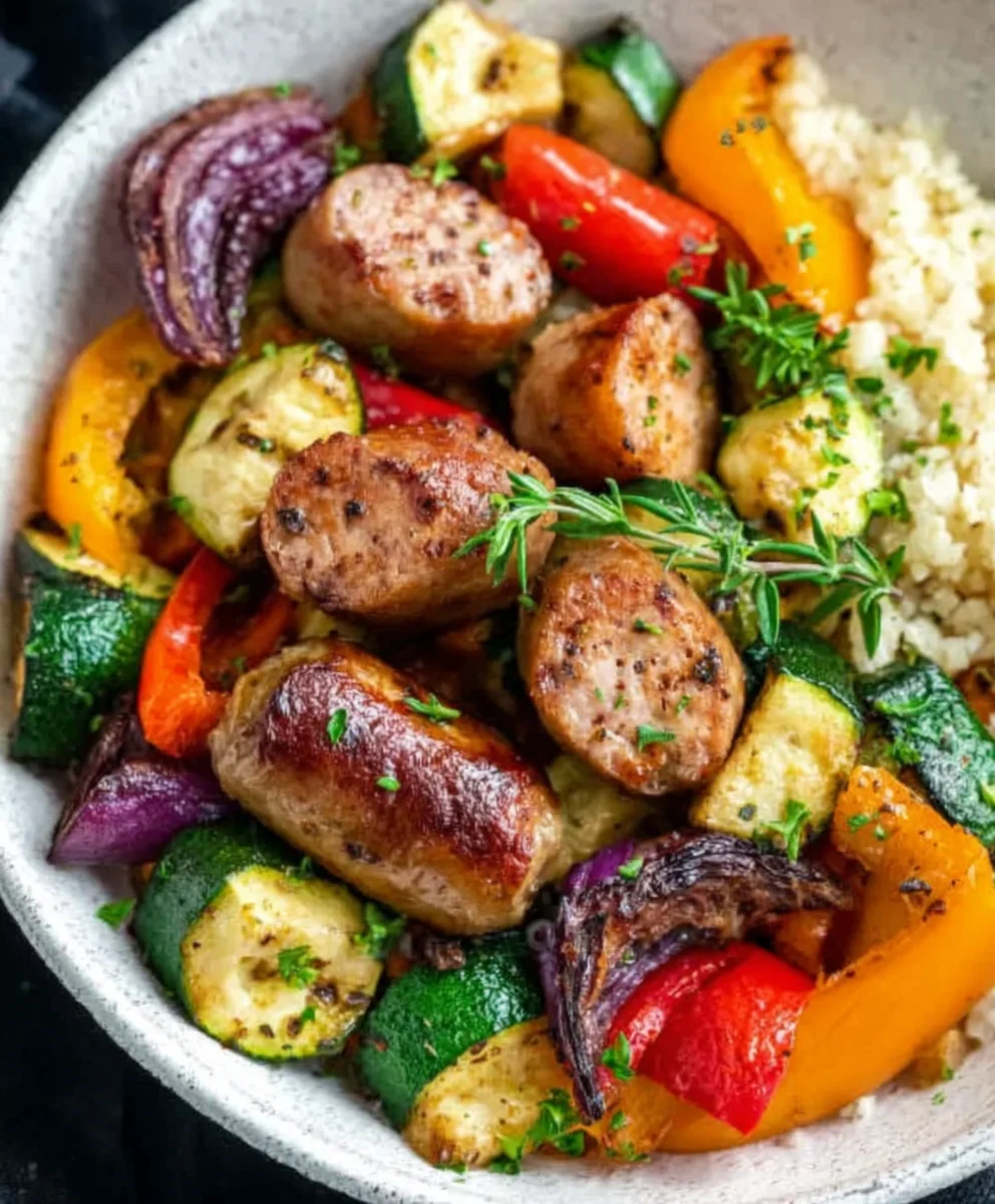Air Fryer Chicken Sausage and Veggies - Quick Dinner