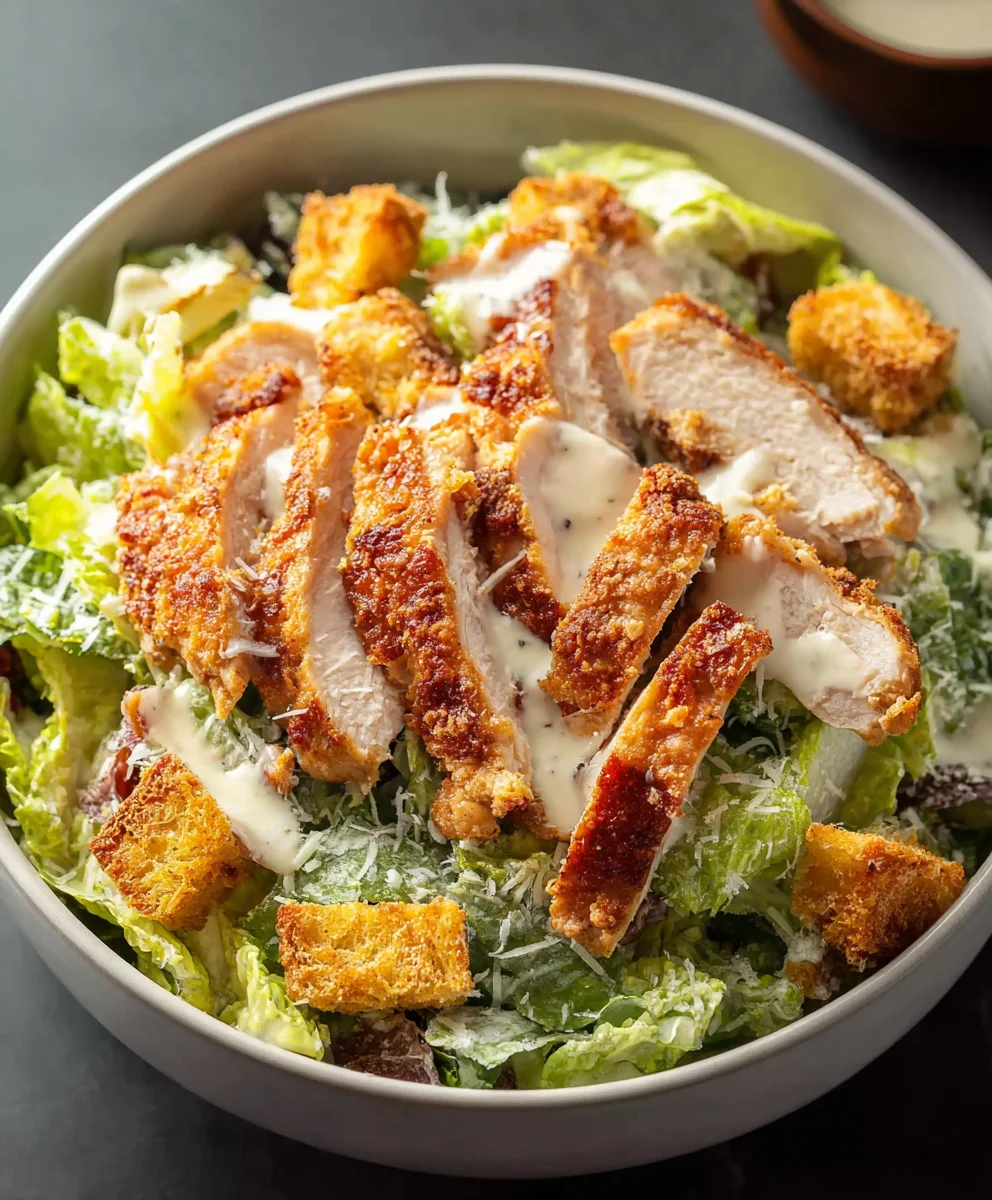 Extra Crispy Chicken Caesar Salad-Best Ever