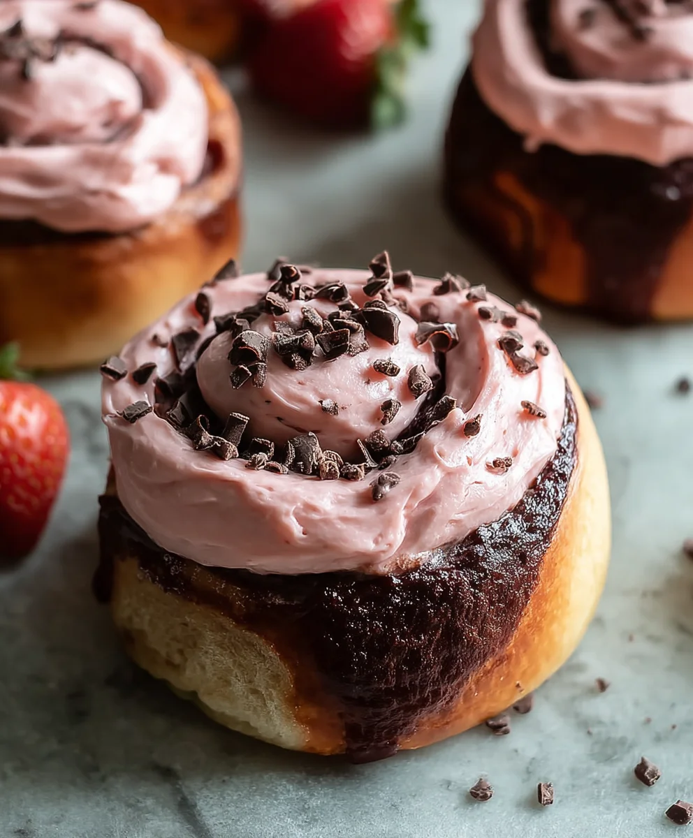 Decadent Chocolate Rolls Strawberry Cream Cheese Frosting