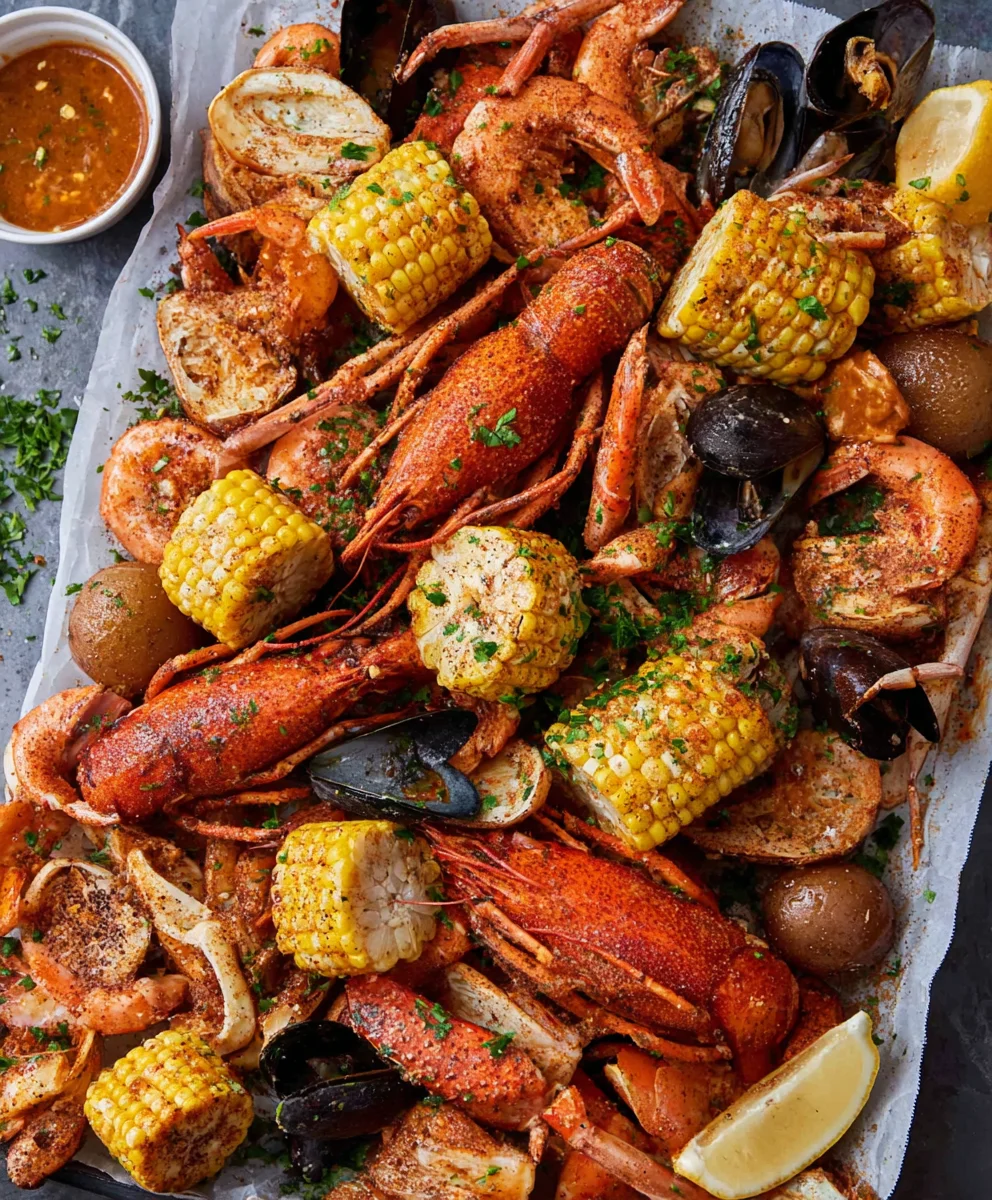Spicy Cajun Seafood Boil - Homemade Garlic Butter Sauce