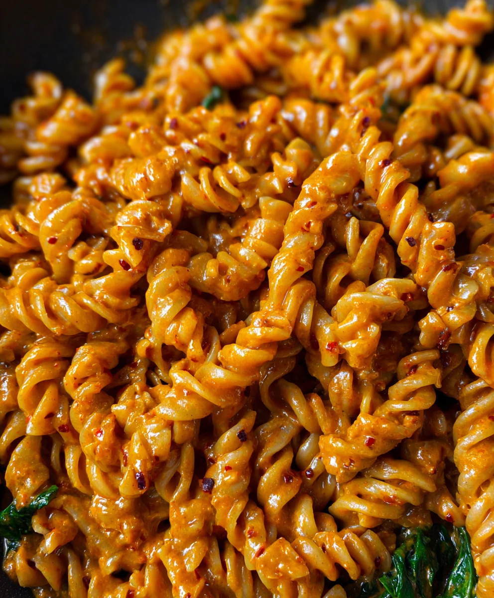 Creamy Vegan Spicy Fusilli-Quick & Easy Dinner