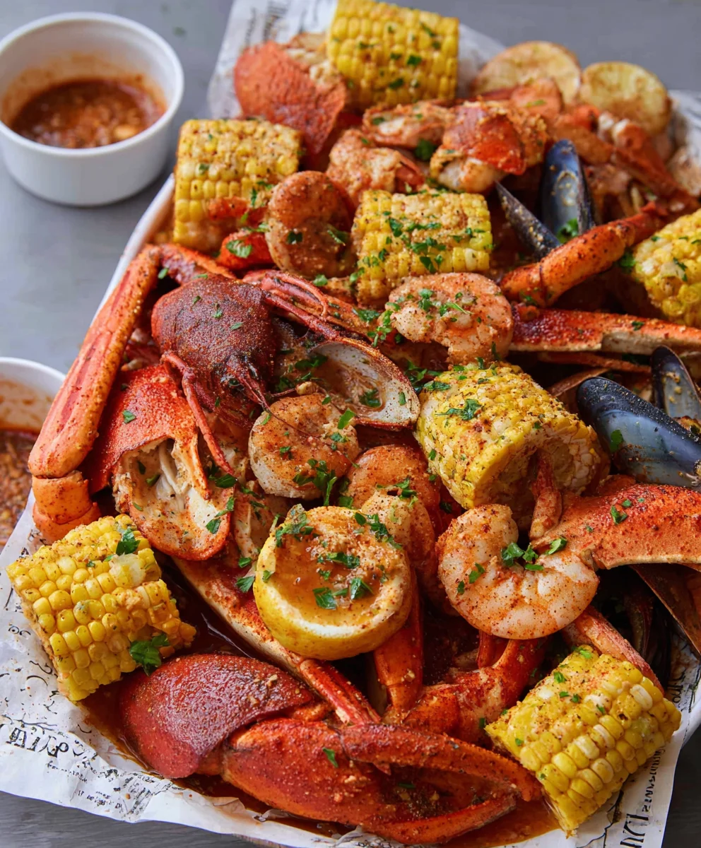 Spicy Cajun Seafood Boil - Homemade Garlic Butter Sauce