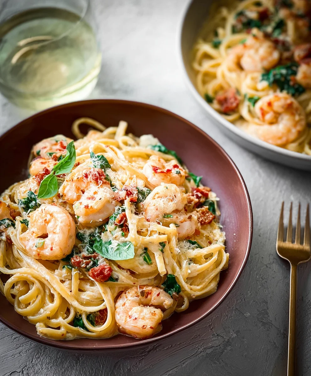 Creamy Tuscan Shrimp Linguine