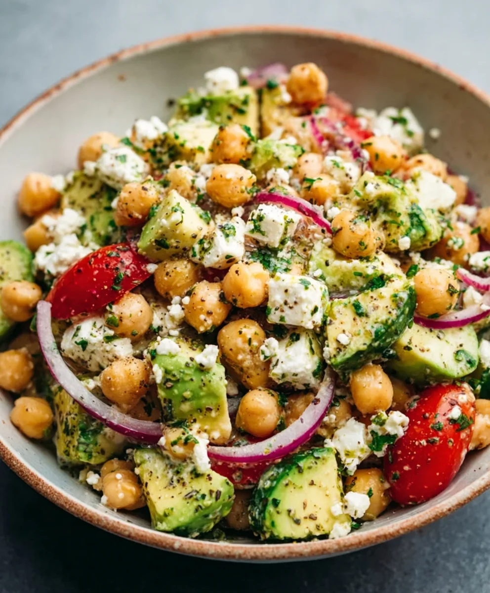 Chickpea Feta Avocado Salad - Easy Healthy Meal