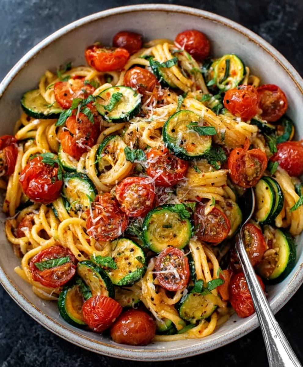Healthy Tomato Zucchini Pasta-Easy & Delicious