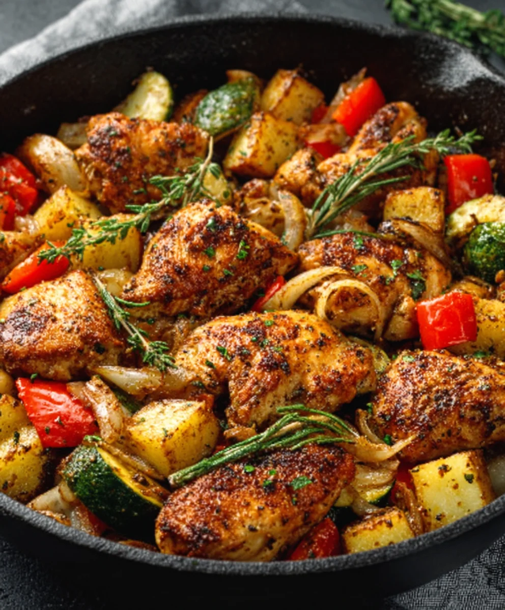 One Pot Chicken and Veggies Skillet Healthy Low Carb