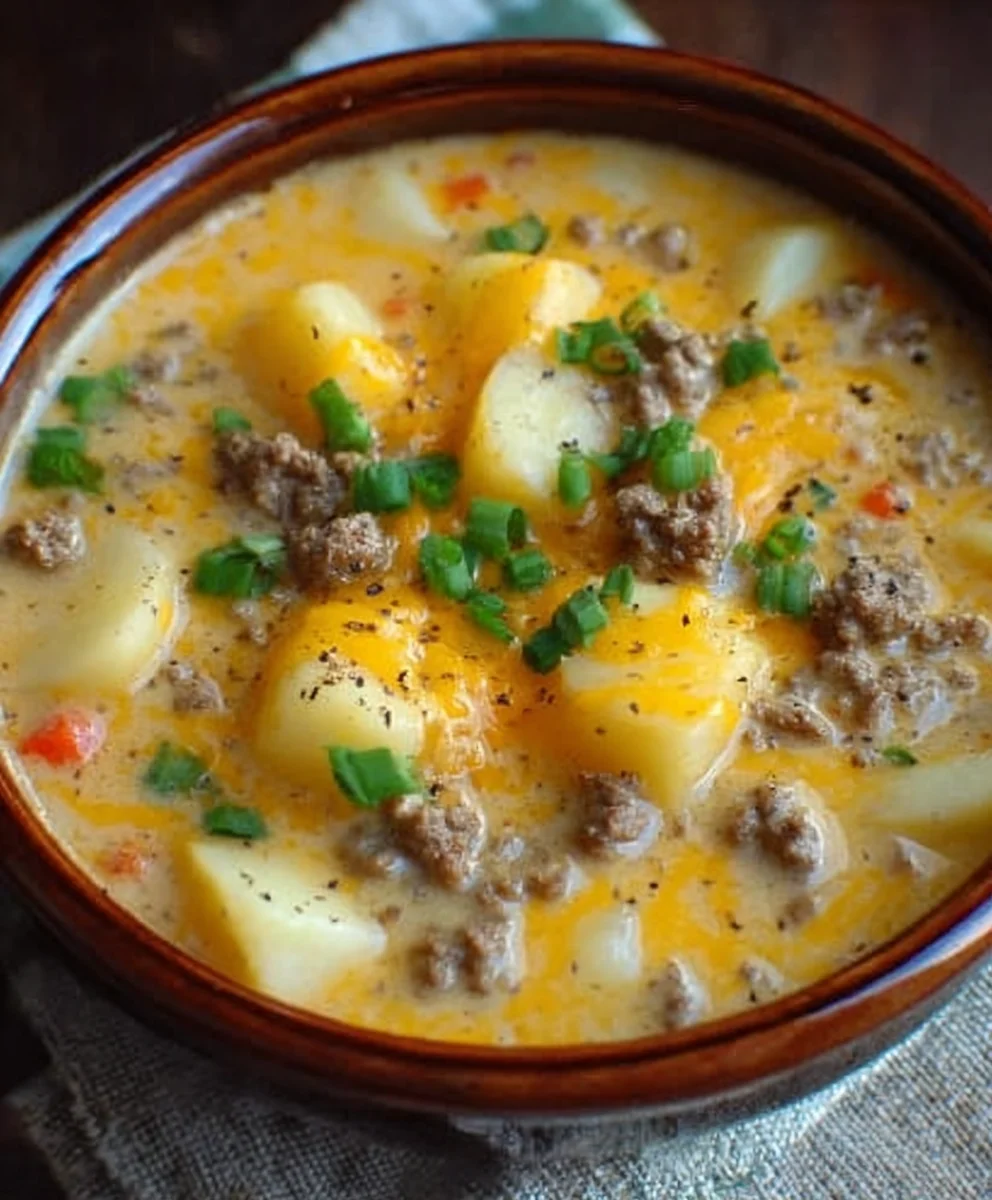 Cheesy Beef Beef Hamburger Potato Soup Recipe