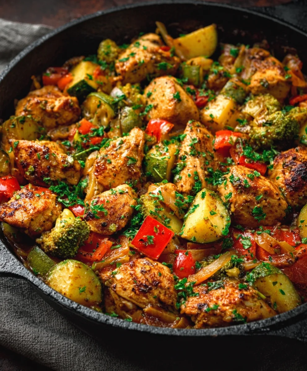 One Pot Chicken and Veggies Skillet Healthy Low Carb