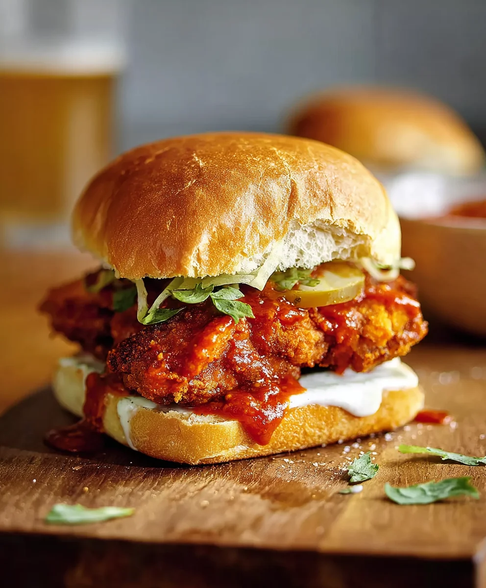 Spicy Baked Beef Nashville Hot Sandwich