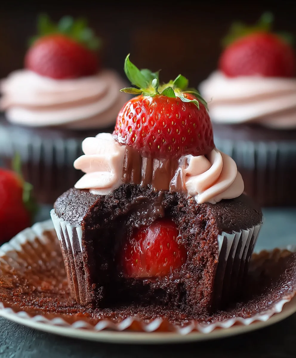 Decadent Chocolate Strawberry Cupcakes - Easy Recipe
