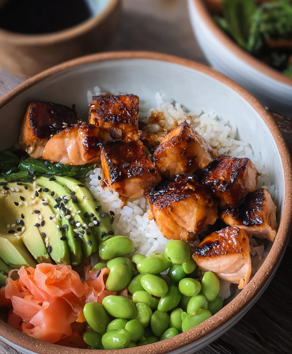 Easy Teriyaki Salmon Sushi Bowl- Gluten Free