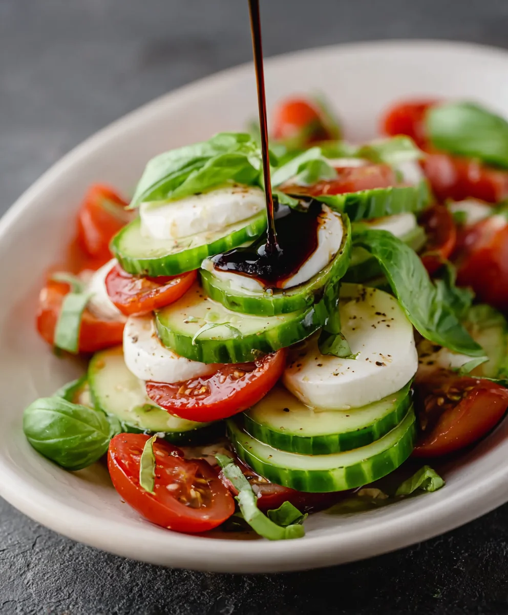 Fresh Cucumber Caprese Salad - Easy & Delicious