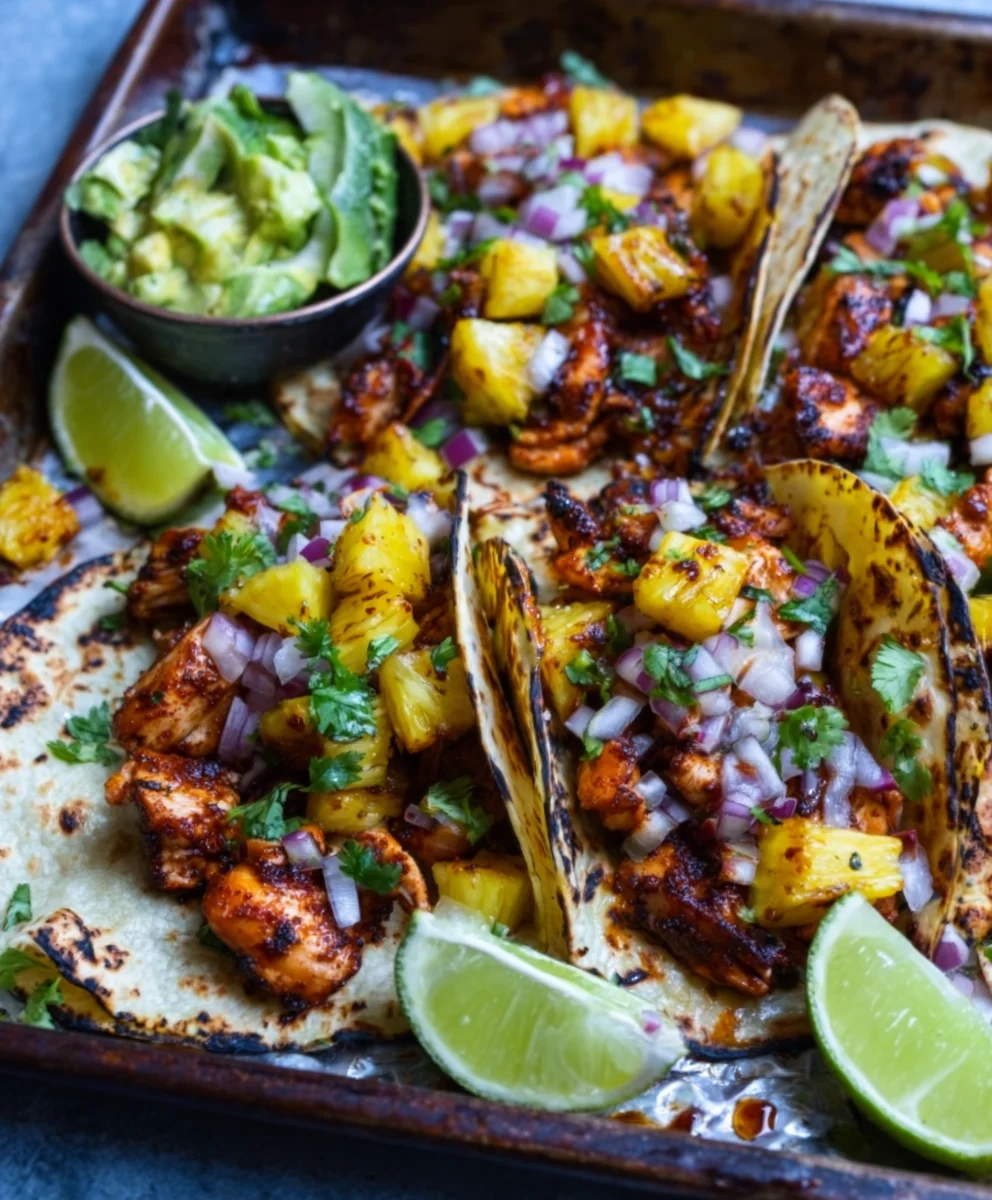 Easy One Pan Chicken Pineapple Tacos Recipe