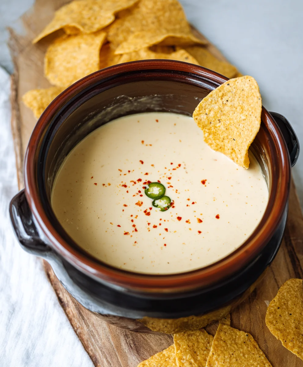 Easy Crockpot White Queso Dip Recipe - Cheesy & Delicious