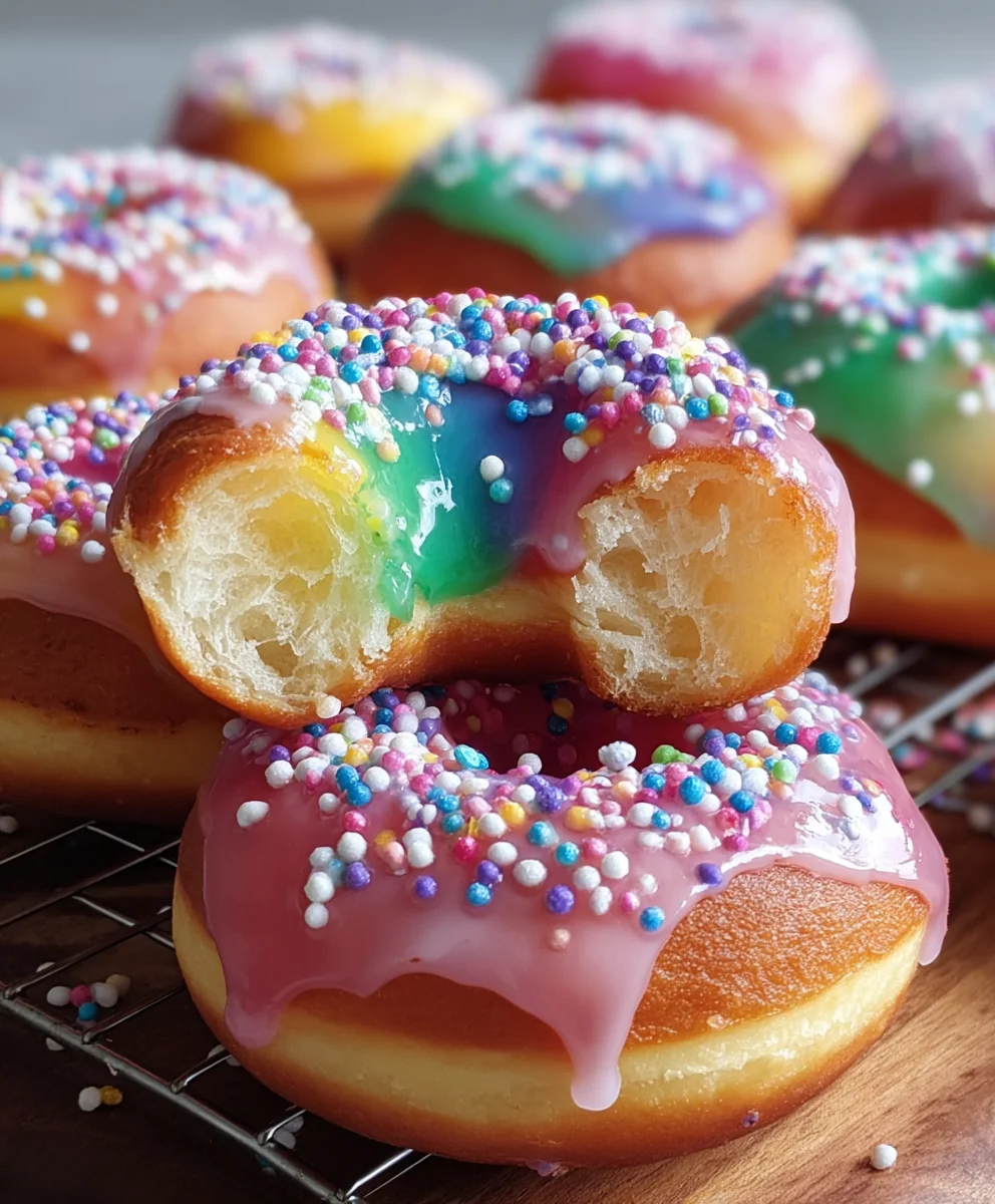 Rainbow-Filled Doughnuts - A Colorful Treat