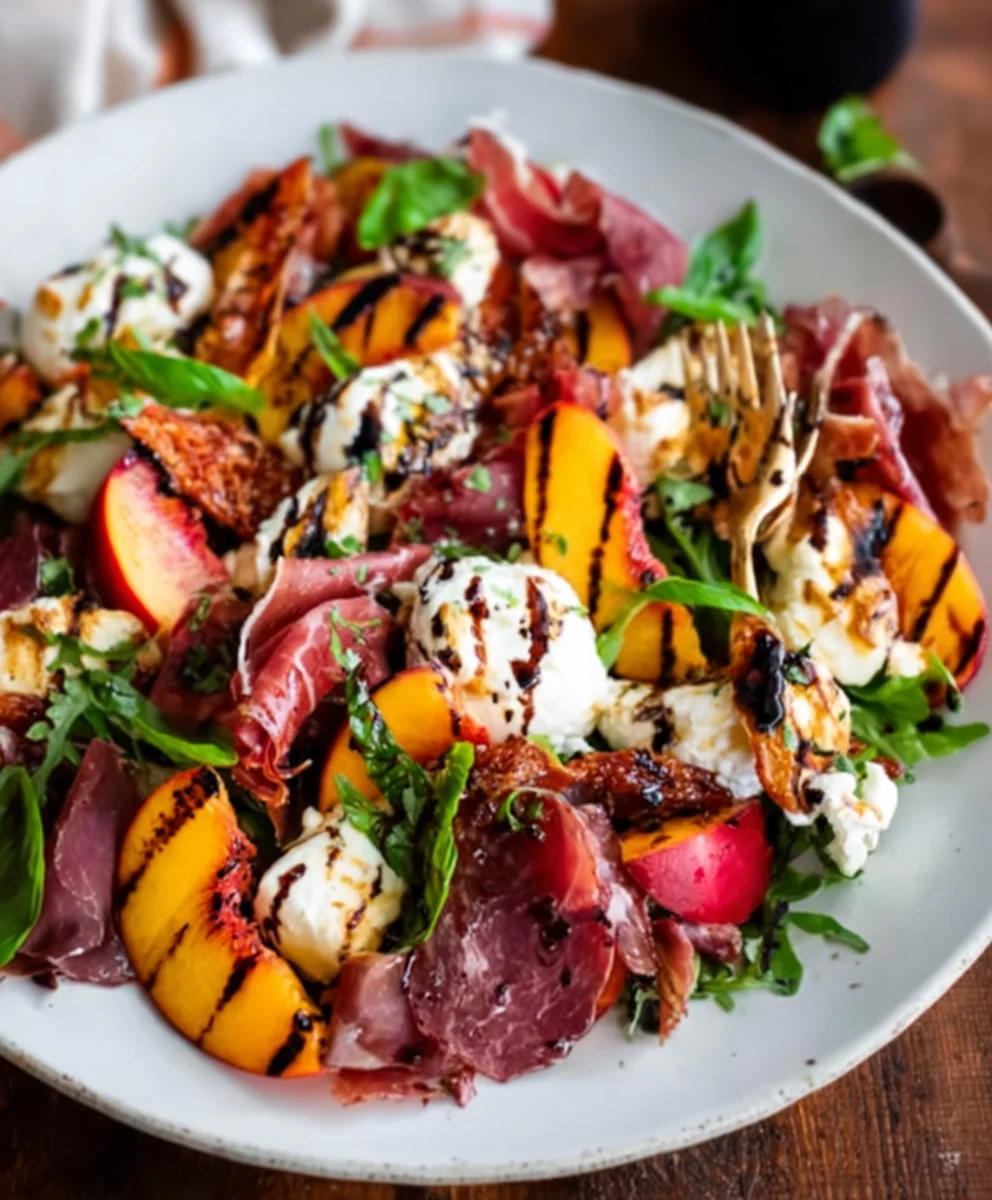 Grilled Nectarine Burrata Beef Salad Recipe
