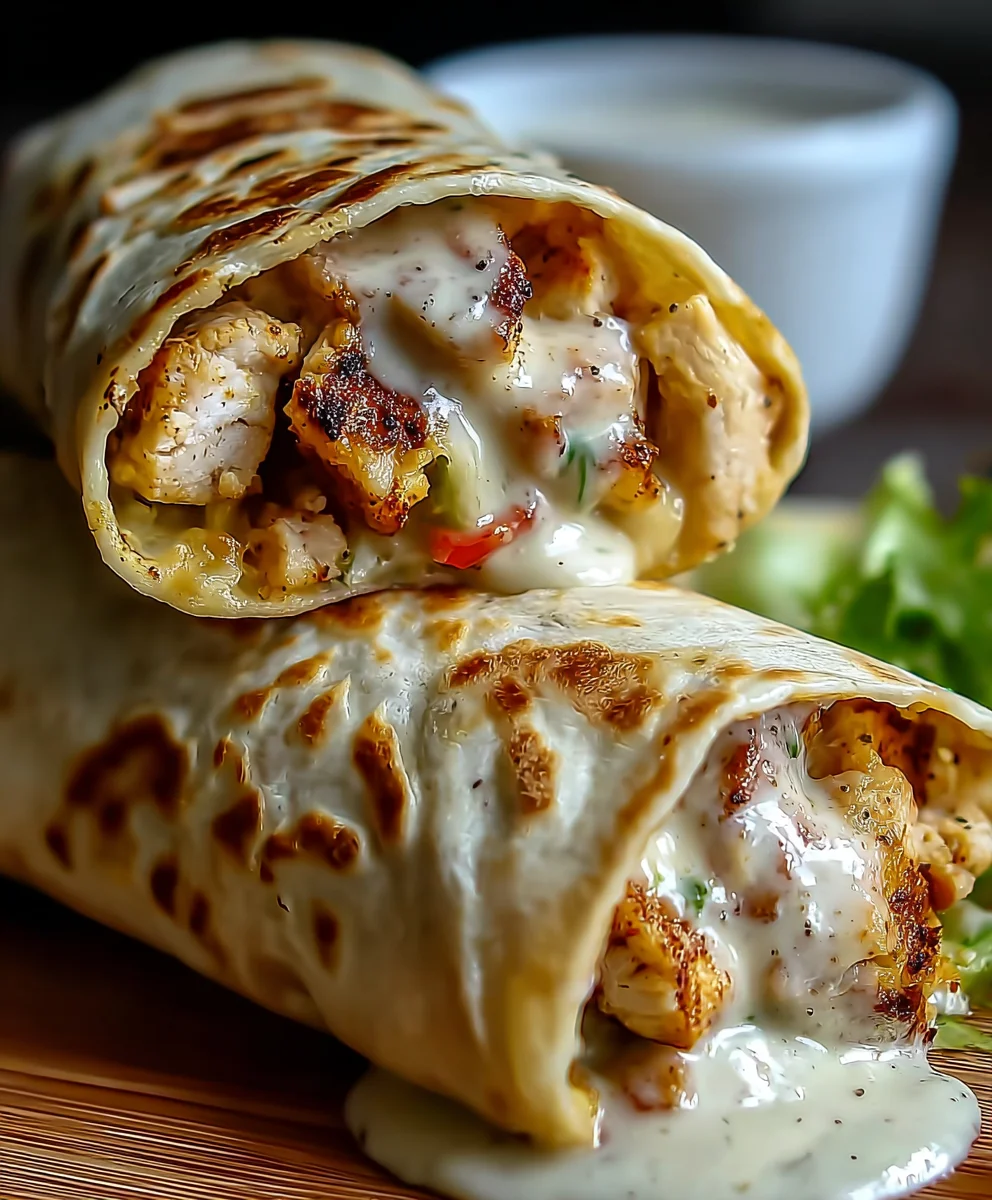 Cheesy Garlic Chicken Wraps - Easy Dinner Recipe
