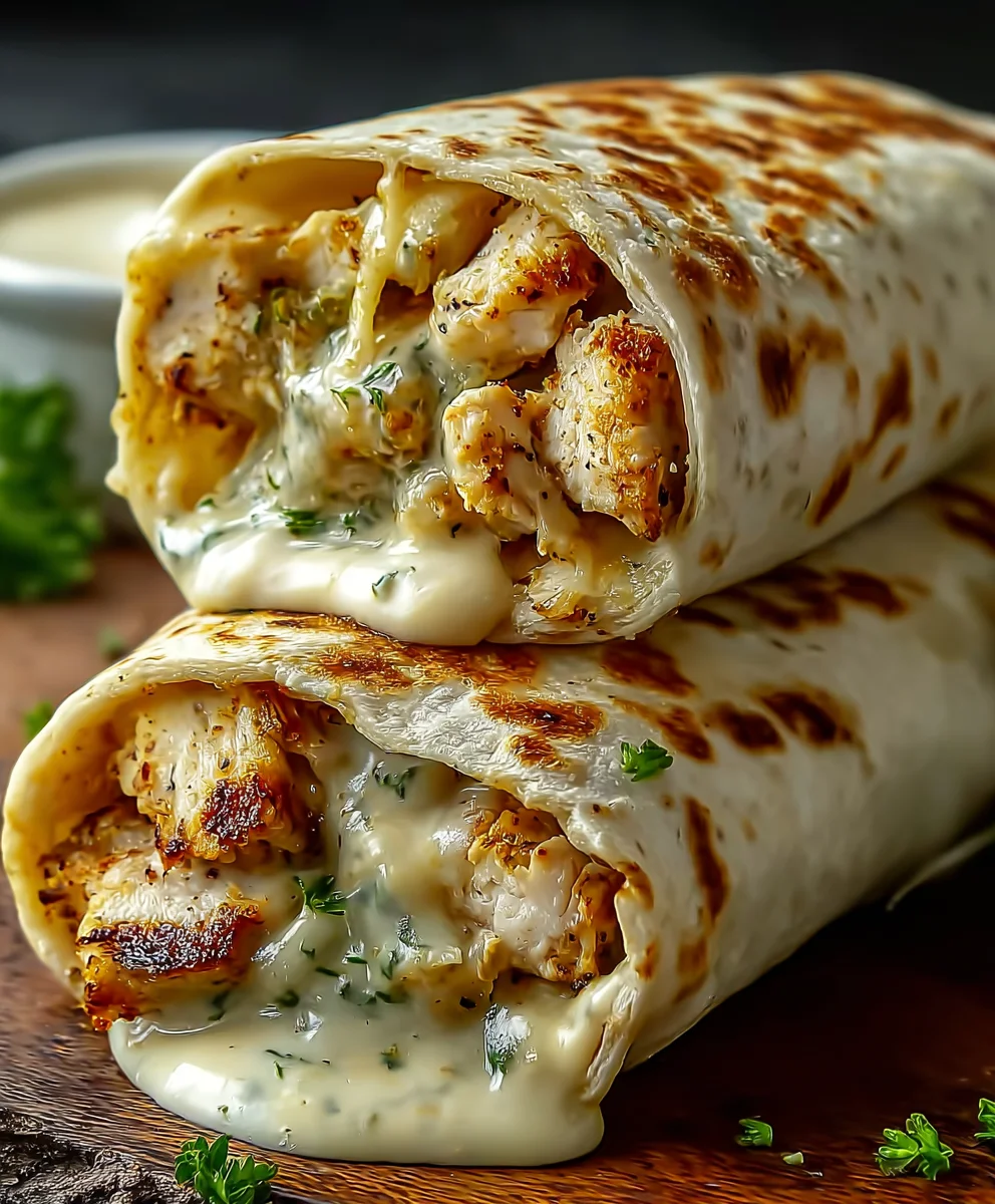 Cheesy Garlic Chicken Wraps - Easy Dinner Recipe