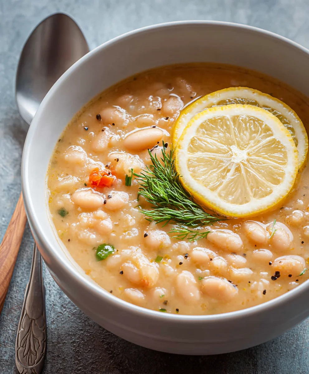 Greek White Bean Soup Garlic Lemon Flavorful Bowl