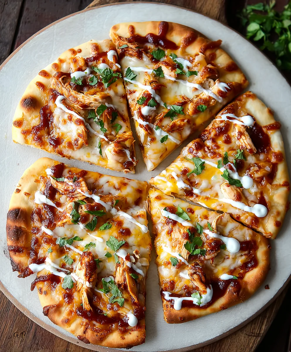 Easy BBQ Chicken Naan Pizza