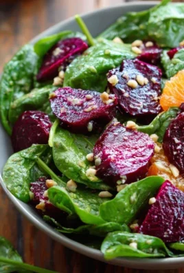 Beet Salad with Spinach and Honey-Mustard Lemon Dressing