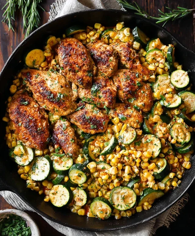 Garlic Butter Chicken with Zucchini and Corn - One-Pan, 30-Minute Meal