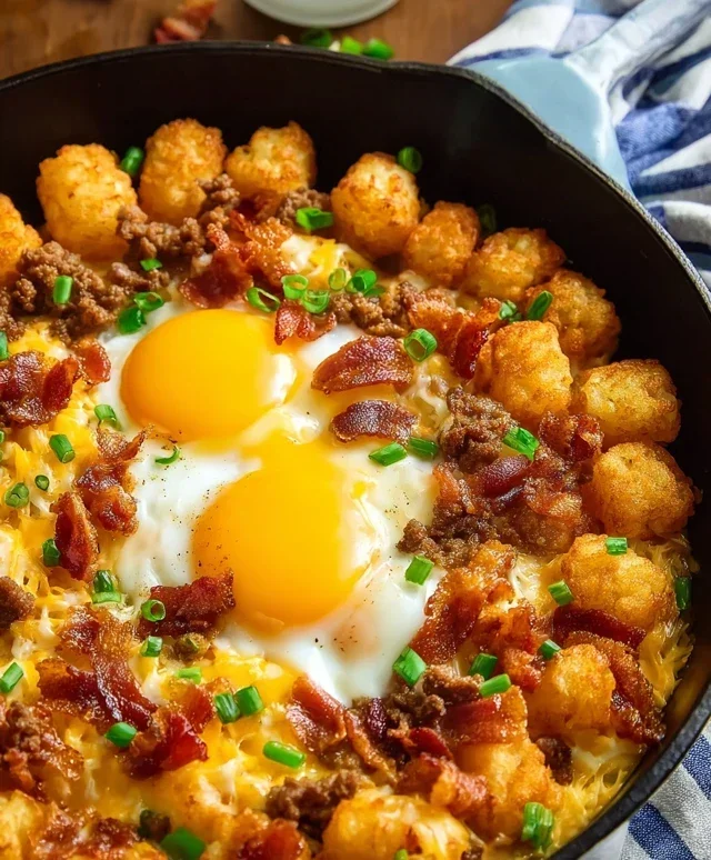 Beef Beef Bacon Egg And Cheese Breakfast Totchos