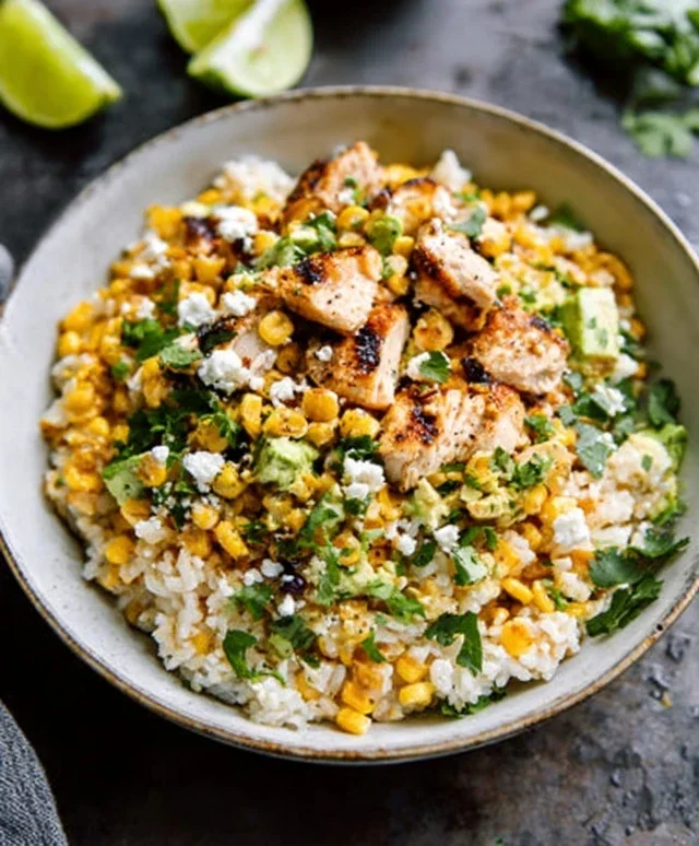 Street Corn Chicken Rice Bowl