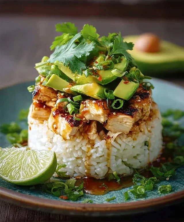Delicious Honey Lime Chicken & Avocado Rice Stack Recipe