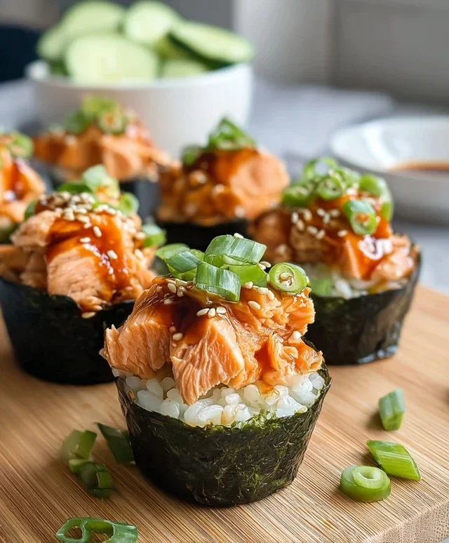 Spicy Salmon Sushi Cups