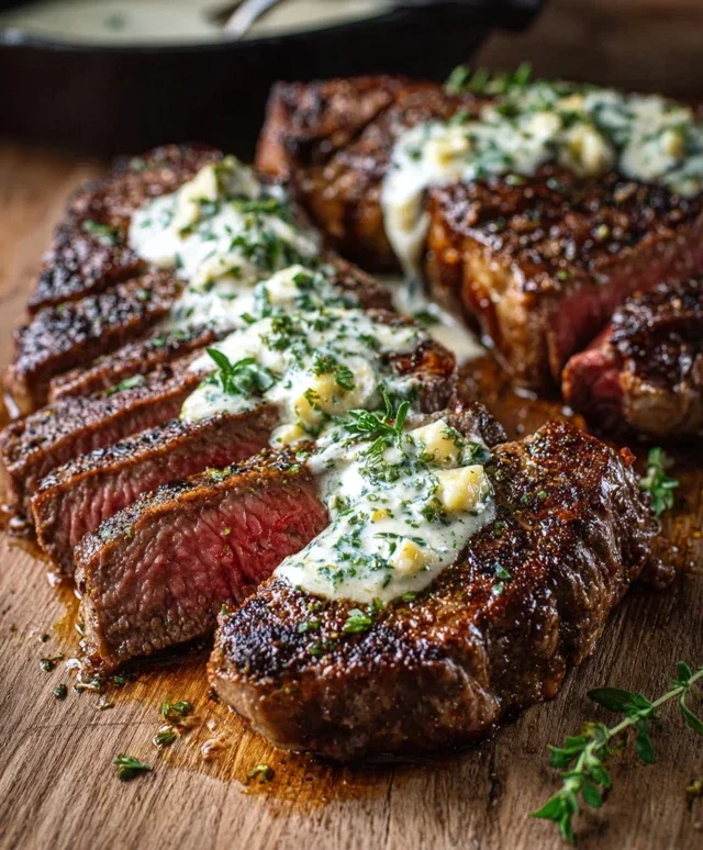 Garlic Butter Steak With Parmesan Cream Sauce