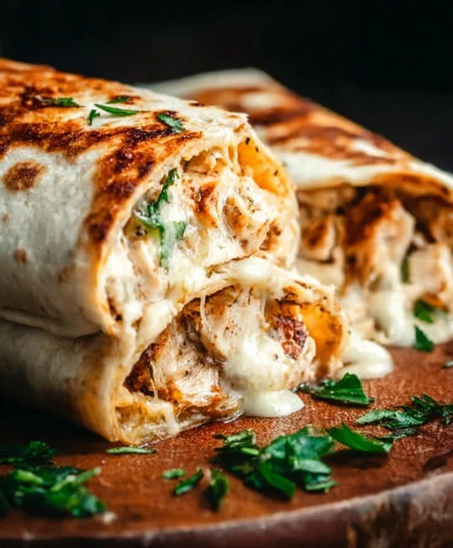 Cheesy Garlic Chicken Wraps