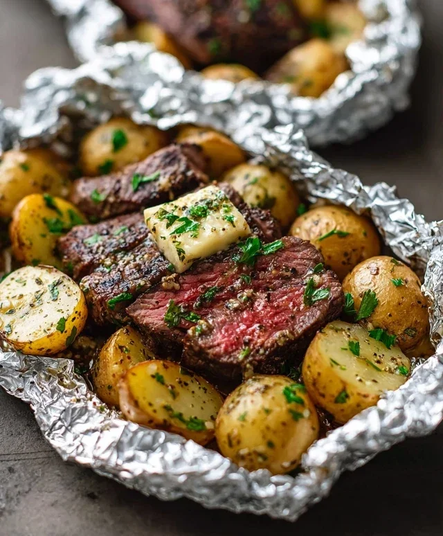 Garlic Steak & Potato Foil Packs