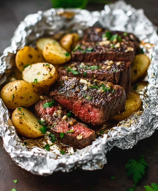Garlic Steak & Potato Foil Packs
