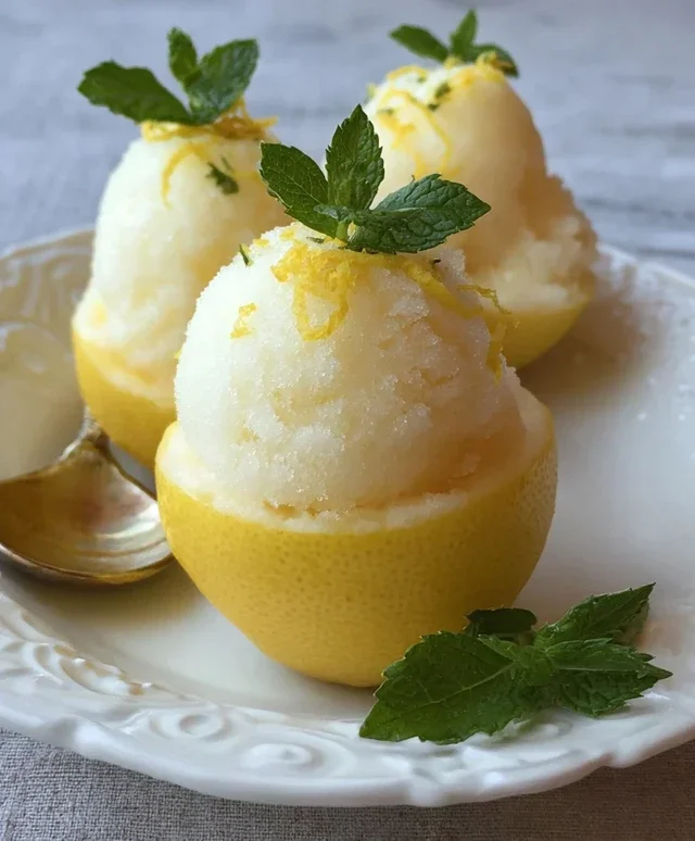Sorbetto di Limone Dressed Up in a Frozen Lemon Shell